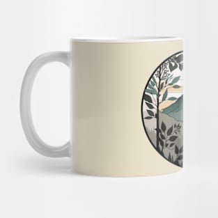 beautiful mountain view, vintage style Mug